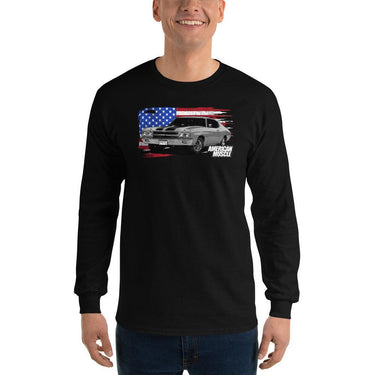 1970 Chevelle Long Sleeve Shirt modeled in black
